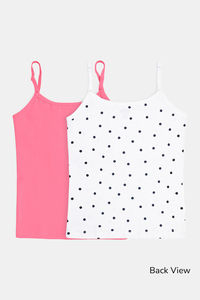 YouGotPlanB Girls Cotton Padded Camisole (Pack of 2) - Multicolor — thumbnail 2